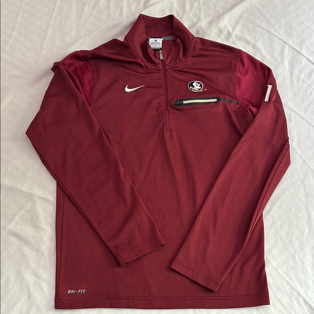 Nike Men's Maroon Dri-FIT Quarter-Zip Jacket  FSU